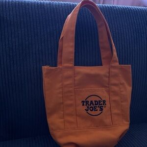 Orange Trader Joe's tote bag